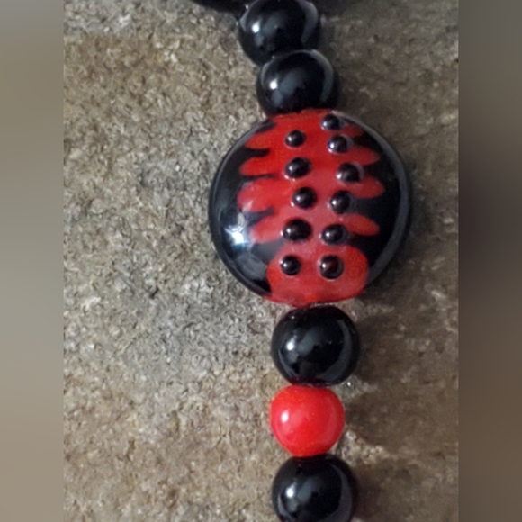 Vintage lampwork beads spider black widow bracelet AMAZING Czech - Picture 4 of 10